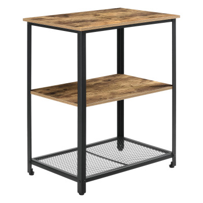 Chariot de service de cuisine chariot roulant desserte roulettes verrouillables métal plastique 76,5 x 60 x 40 cm bois foncé noir 03_0005008