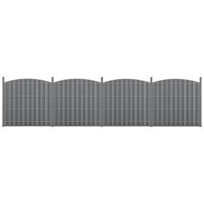 4 pièces de clôture barrière brise vue brise vent bois composite WPC demi-cercle arrondi 185 x 747 cm gris 03_0000229