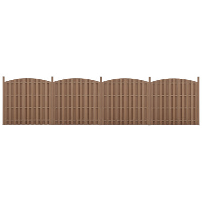 4 pièces de clôture barrière brise vue brise vent bois composite WPC demi-cercle arrondi 185 x 747 cm brun 03_0000228