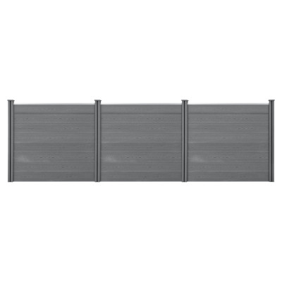 Lot de 24 clôtures de jardin brise-vue avec 4 poteaux planches bois composite wpc 165x466cm gris 03_0005791