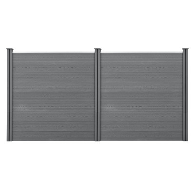 Clôture brise vue brise vent bois composite (WPC) 183 x 357 cm gris 03_0001449