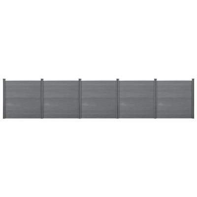Clôture brise vue brise vent bois composite (WPC) 183 x 879 cm gris 03_0001452