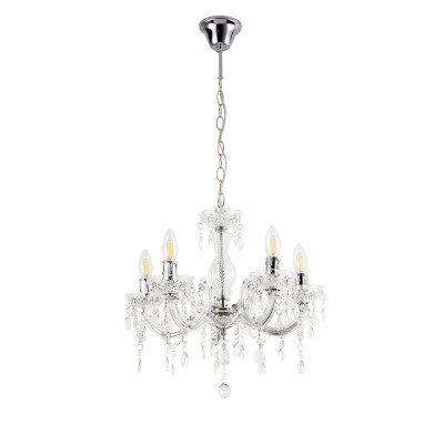 Lustre élégant luminaire suspendue lampe suspension métal et plastique 5 x E14 diamètre Ø : env. 35 cm blanc 03_0002813