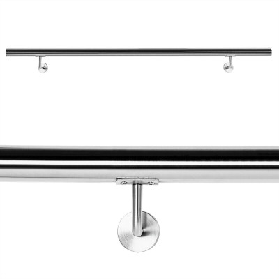 Kit main courante rambarde support mural 130 cm escaliers acier affiné 16_0000702