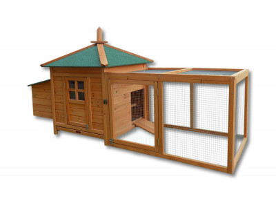 Cabane clapier à lapins rongeurs poulailler lapinière ou autres petits animaux 165 cm en bois brun 16_0000584