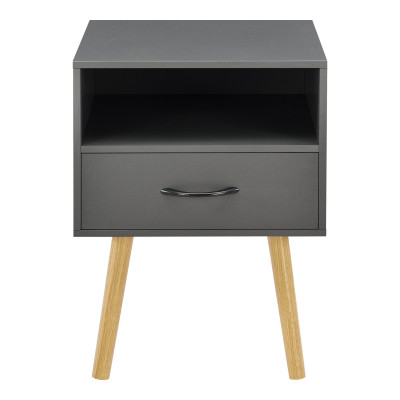 Table de chevet de nuit commode à tiroir meuble bas avec espace de stockage 57 cm gris foncé 03 0006230