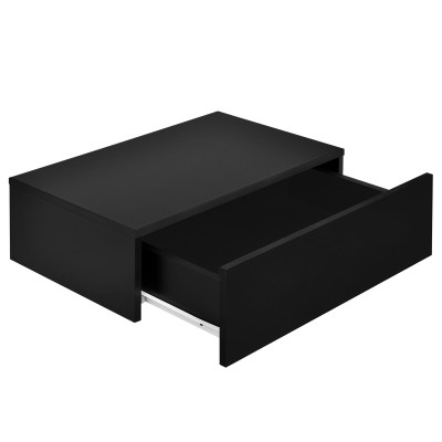 2 tables de nuit chevet étagères murales pour chambre à coucher avec 2 tiroirs 46 cm noir laqué 03_0000013