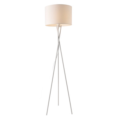 Lampadaire trépied moderne lampe sur pied métal tissu hauteur 154 cm blanc 03_0005254