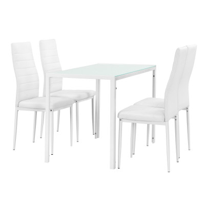 Table à manger blanc 105 cm + kit de chaises en 4 pièces blanc 03_0004002