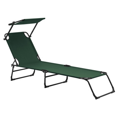 Bain de soleil transat chaise longue pliable avec pare-soleil acier pvc polyester 187 cm gris clair 03_0000988