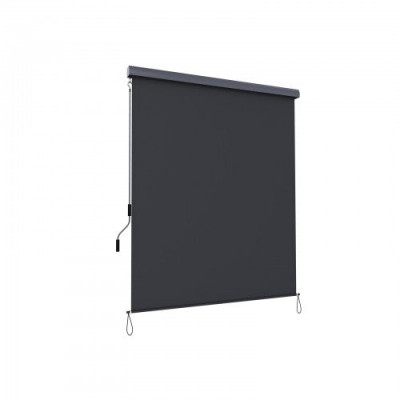 Store vertical pour balcon terrasse avec coffre gris intérieur ou extérieur paravent pare soleil brise vue imperméable toile en gris foncé 12_0000989