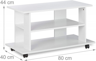 Copie de Meuble TV 2 compartiments console table sur roulettes 80 cm blanc 13_0001660_2