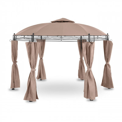 Pergola pavillon barnum tonnelle tente abri gazebo de jardin terrasse beige ronde diamètre 3,5 m 180 g/m² beige 14_0000290