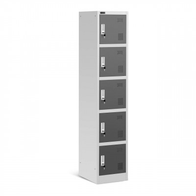 Armoire vestiaire 5 étagères 5 compartiments acier gris 14_0000477