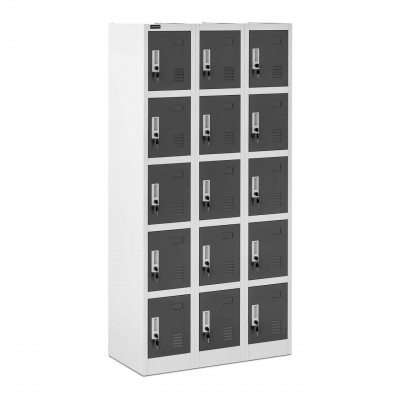 Armoire vestiaire 15 compartiments 180 cm gris 14_0000471