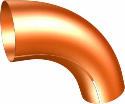 Coude cintré 72° grand rayon cuivre diamètre 100 mm HILD