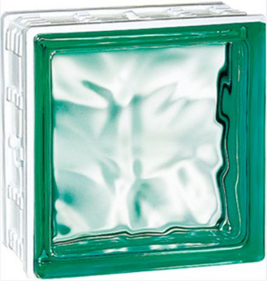 Brique de verre 198 nuagée vert 80 x 190 x 190 mm VERRERIE LA ROCHERE