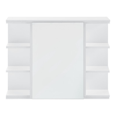 Placard mural design meuble de rangement à suspendre meuble de salle de bain porte avec miroir étagères réglables panneau de particules mélaminé 64 x 80 x 20 cm blanc 03_0005927