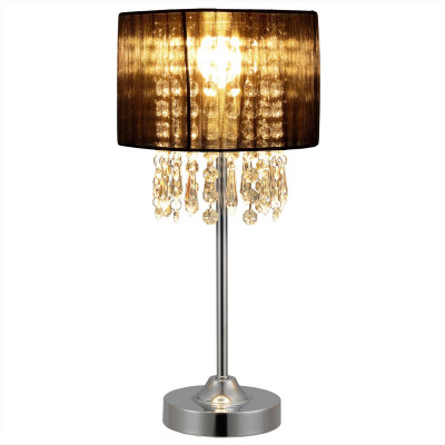 Lampe de bureau élégante lampe de table stylée liseuse avec cristaux synthétiques E14 métal hauteur 40 cm noir 03_0005271
