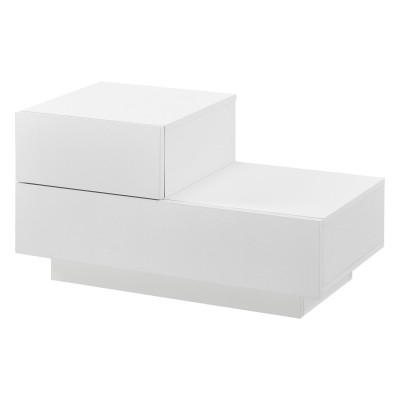 Table de nuit élégante meuble de rangement polyvalent commode stylé petit tiroir côté gauche capacité de charge tiroir 8 kg panneau de particules mélaminé 38 x 70 x 35 cm blanc mat 03_0006252