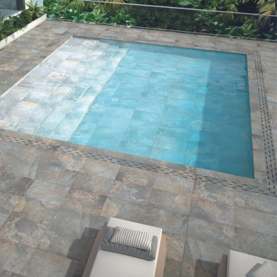 Carrelage piscine pierre de Bali 45x65 Dry Riviera - 45x65 Grey Dry