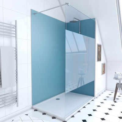 Ensemble complet douche à l'Italiennne avec Receveur 90x120 + Paroi depolie + Panneaux muraux
