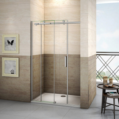 porte de douche coulissante 140 x 195 cm, 8mm verre trempé anticalcaire