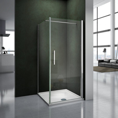 porte de douche pivotante ,  verre sécurité et anticalcaire,hauteur 187 cm,barre de fixation 90 cm