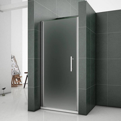 porte de douche pivotante 185cm verre anticalcaire et sablé installation en niche