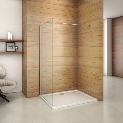Paroi de douche 110x200cm   verre anticalcaire avec barre de fixation 90cm
