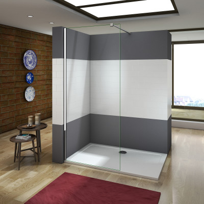 Paroi de douche 160x200cm  en verre anticalcaire paroi de fixation avec barre de fixation la pince 360à 90cm