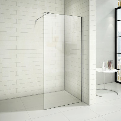 Paroi de douche 160x200cm   verre anticalcaire avec barre de fixation grande pince