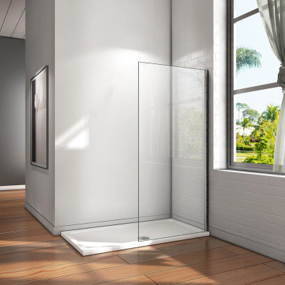 Paroi de douche 50x200cm en 8mm verre anticalcaire sans barre de fixation