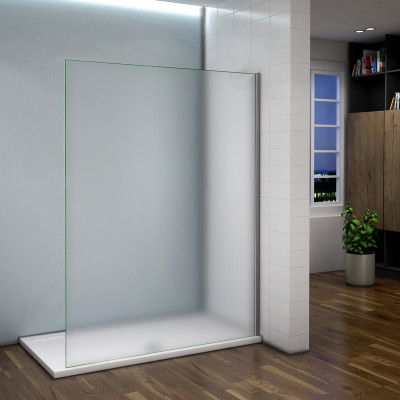 Paroi de douche 100x200cm en 8mm verre anticalcaire dépolie et sablé, paroi fixe