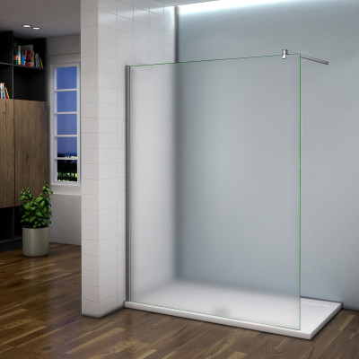Paroi de douche 140x200cm  dépolie, sablé, paroi fixe,8mm verre anticalcaire,douche  avec barre de fixation 140cm