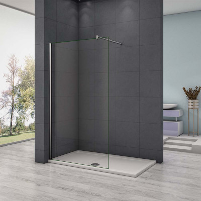 paroi de douche 60x200cm en 8mm verre anticalcaire paroi latérale avec barre de fixation cylindrique 70-120cm