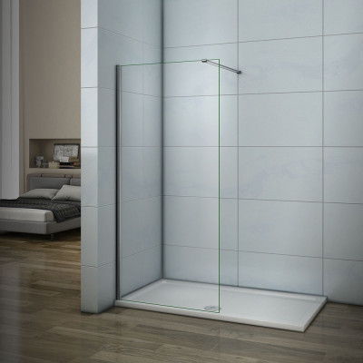 paroi de douche 100 x 200 cm paroi latérale en verre anticalcaire avec barre de fixation 140cm