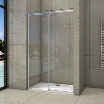 Porte de douche coulissante 150x195cm en 8mm verre anticalcaire  porte de douche en niche