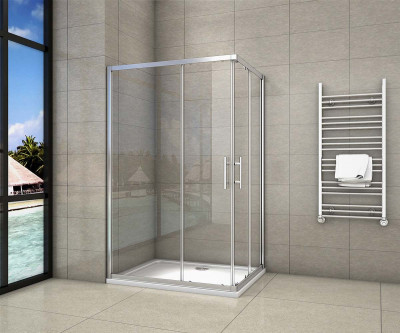 Porte de douche 70x120x195cm en 6mm verre anticalcaire porte de douche coulissante l'accès d'angle
