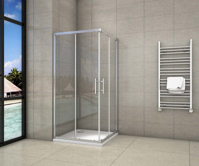 Porte de douche 76x76x195cm en 6mm verre anticalcaire porte de douche coulissante l'accès d'angle