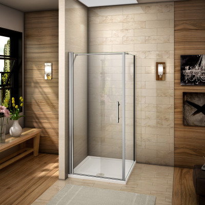Porte de douche 100x70x187cm Paroi latérale 70cm avec barre de fixation 140cm verre anticalcaire