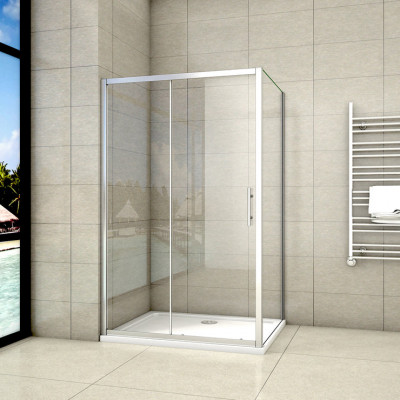 Porte de douche 160 x 90 x 190 cm porte de douche coulissante + paroi latérale 90cm