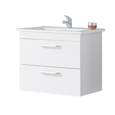 Meuble sous vasque, à suspendre avec lavabo céramique,  blanc avec 2 tiroirs 60 cm