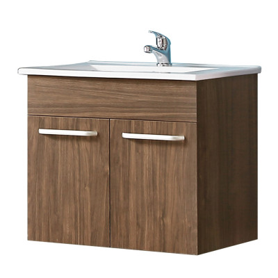 Meuble sous vasque, à suspendre avec lavabo céramique, chêne brun 60 cm