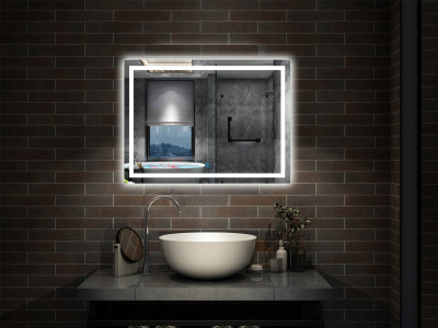 Miroir salle de bain 160 cm x 80 cm, illumination LED, éclairage intégré,lumière Blanche Froide/Anti-buée