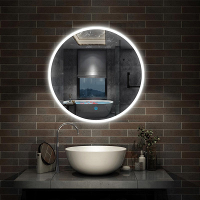 Miroir salle de bain Rond, 80 cm, illumination LED, éclairage intégré, avec fonction anti-buée