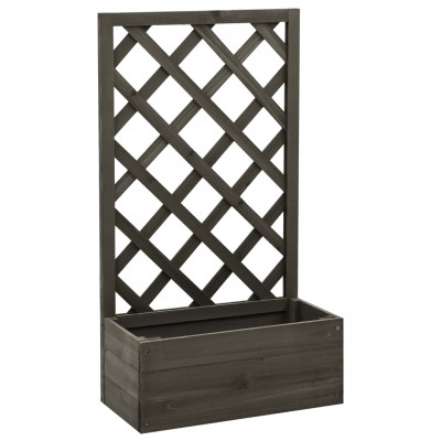 Jardinière à treillis de jardin gris 50 x 25 x 90 cm bois de sapin 02_0000875