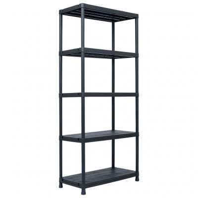 Étagère de rangement 500 kg 90 x 60 x 180 cm plastique noir 02_0000639