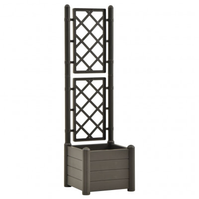 Jardinière avec treillis 43 x 43 x 142 cm PP jardin plantes fleurs anthracite 02_0000812