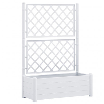 Jardinière avec treillis 100 x 43 x 142 cm jardin plantes fleurs PP blanc 02_0000809
